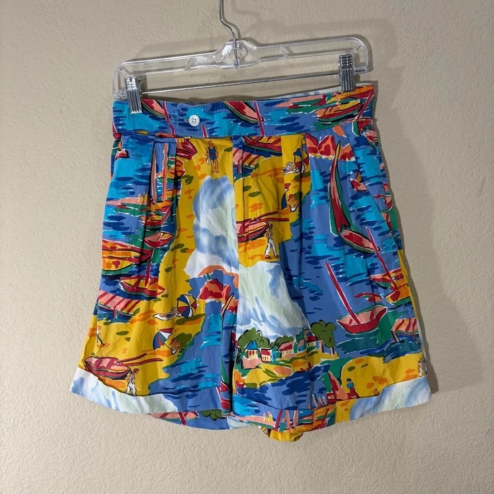 Vtg RALPH LAUREN POLO BEACH BOAT SKI BEAR STADIUM Shorts Womens Sz 8 Retro Beach - Picture 1 of 12